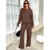 imageANRABESS Womens Two Piece Outfits Casual Knit Hooded Sweater Straight Leg Pants Set 2025 Fall Lounge Travel ClothesDeep Brown