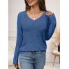 imageANRABESS Womens V Neck Ribbed Long Sleeve 2025 Fall Lightweight Soft Sweaters TopBlue