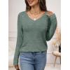 imageANRABESS Womens V Neck Ribbed Long Sleeve 2025 Fall Lightweight Soft Sweaters TopDeep Green