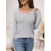imageANRABESS Womens V Neck Ribbed Long Sleeve 2025 Fall Lightweight Soft Sweaters TopLight Grey