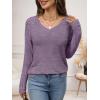 imageANRABESS Womens V Neck Ribbed Long Sleeve 2025 Fall Lightweight Soft Sweaters TopPurple