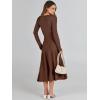 imageANRABESS Womens Wrap Midi Sweater Dresses Long Sleeve V Neck Ribbed Knit Bodycon High Waist Pleated ALine Dress 2025 TrendyBrown
