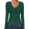 imageANRABESS Long Sleeve Shirts for Women V Neck Basic Tees Top Casual Going Out Tshirt Workout Outfits 2025 Fall Fashion ClothesDeep Green