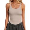 imageANRABESS Tank Top for Womens Summer 2026 Scoop Neck Sleeveless Ribbed Knit Workout Basic Tees Slim Fitted Cami ShirtsBeige