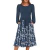 Navy Blue Floral Hem