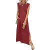 imageANRABESS Women Summer Casual Sleeveless Maxi Dress 2026 Crewneck Loose Split WrinkleFree Beach Travel Vacation Long SundressWine Red