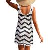 imageANRABESS Women Swimsuit Cover Ups Summer Sleeveless Beach Crochet Swimwear Bathing Suit Knit Swim Dress 2025 Vacation OutfitsBlack White Stripe