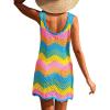 imageANRABESS Women Swimsuit Cover Ups Summer Sleeveless Beach Crochet Swimwear Bathing Suit Knit Swim Dress 2025 Vacation OutfitsRainbow Stripe