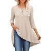 imageANRABESS Womens 34 Sleeve Long Tunic Tops for Leggings High Low Henley Shirts Dressy Casual Loose Blouses 2025 Fall FashionLight Khaki
