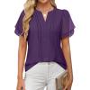 imageANRABESS Womens Dressy Chiffon Blouses V Neck Petal Short Sleeve Shirts 2025 Summer Casual Business Office Work TopsDeep Purple