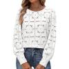imageANRABESS Womens Eyelet Long Sleeve Tops Business Casual Blouses Crochet Lace Shirts 2025 Fall Fashion OutfitsWhite