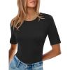 imageANRABESS Womens Half Sleeve Tops Crewneck Shirts Basic Fit Tee Trendy 2026 Spring Summer Business Casual TShirtsBlack