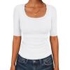 imageANRABESS Womens Half Sleeve Tops Scoop Neck Ribbed Knit Slim Fitted Basic Tee Shirts Summer 2025 Trendy Fall Casual ClothesWhite
