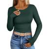 imageANRABESS Womens Long Sleeve Shirts Crewneck Curved Hem Rib Knit Slim Fit Basic Y2K Tops 2025 Fall Outfits Casual Work TeesDark Green