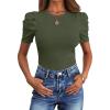 imageANRABESS Womens Puff Sleeve Crewneck Dressy Casual Tops Summer Fitted Ribbed Knit Trendy Going Out T Shirts 2026 SpringArmy Green