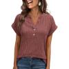 imageANRABESS Womens Short Sleeve Henley Shirts V Neck Summer Sweaters 2026 Spring Business Tunic Tops Dressy Casual Work BlousesRust Orange