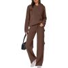 imageANRABESS Womens Two Piece Outfits Casual Knit Hooded Sweater Straight Leg Pants Set 2025 Fall Lounge Travel ClothesDeep Brown