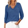 imageANRABESS Womens V Neck Ribbed Long Sleeve 2025 Fall Lightweight Soft Sweaters TopBlue