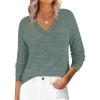 imageANRABESS Womens V Neck Ribbed Long Sleeve 2025 Fall Lightweight Soft Sweaters TopDeep Green