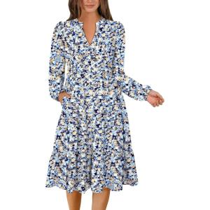 imageANRABESS Long Sleeve Midi Dresses for Women V Neck 2025 Fall Fashion Casual Loose Fit Flowy Swing Tiered Vacation Boho DressFloral Light Blue