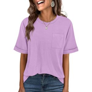 imageANRABESS Women Oversized T Shirts Short Sleeve Summer Casual Loose Top Basic Tee with PocketLight Purple