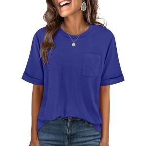 imageANRABESS Women Oversized T Shirts Short Sleeve Summer Casual Loose Top Basic Tee with PocketRoyal Blue