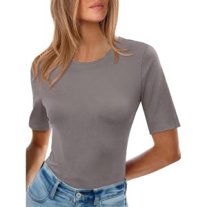 imageANRABESS Womens Half Sleeve Tops Crewneck Shirts Basic Fit Tee Trendy 2026 Spring Summer Business Casual TShirtsGray Taupe