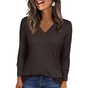 imageANRABESS Womens Long Sleeve Tunic Tops V Neck TShirts Casual Cute Basic Tee 2025 Fall Work Travel Loungewear OutfitsDeep Brown