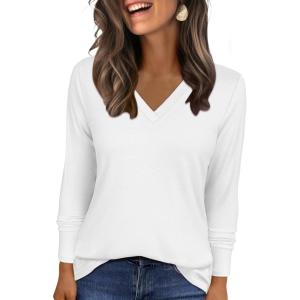 imageANRABESS Womens Long Sleeve Tunic Tops V Neck TShirts Casual Cute Basic Tee 2025 Fall Work Travel Loungewear OutfitsWhite