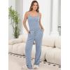 imageANRABESS Women 3 Piece Lounge Pajama Sets Knit Crop Cardigan Cami Top Wide Leg Pants 2025 Fall Outfits Comfy Matching ClothesBlue