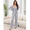 imageANRABESS Women 3 Piece Lounge Pajama Sets Knit Crop Cardigan Cami Top Wide Leg Pants 2025 Fall Outfits Comfy Matching ClothesGrey