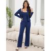 imageANRABESS Women 3 Piece Lounge Pajama Sets Knit Crop Cardigan Cami Top Wide Leg Pants 2025 Fall Outfits Comfy Matching ClothesNavy Blue