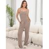 imageANRABESS Women 3 Piece Lounge Pajama Sets Knit Crop Cardigan Cami Top Wide Leg Pants 2025 Fall Outfits Comfy Matching ClothesTan
