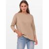 imageANRABESS Womens 34 Length Sleeve Tops Loose Fit Tunic Shirts Oversized Spring Summer Casual Crew Neck Basic Boxy TeeLight Khaki