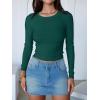 imageANRABESS Womens Long Sleeve Crop Tops Ribbed Knit Slim Fitted Shirts Basic Tees 2025 Fall Outfits Y2K Teen Girls ClothesDeep Green