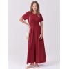 imageANRABESS Womens Summer Casual Dress Short Sleeve Crewneck Pleated Waisted Swing Flowy 2025 A Line Beach Maxi Long DressesBurgundy