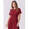imageANRABESS Womens Summer Casual Dress Short Sleeve Crewneck Pleated Waisted Swing Flowy 2025 A Line Beach Maxi Long DressesBurgundy