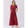 imageANRABESS Womens Summer Casual Dress Short Sleeve Crewneck Pleated Waisted Swing Flowy 2025 A Line Beach Maxi Long DressesBurgundy