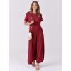imageANRABESS Womens Summer Casual Dress Short Sleeve Crewneck Pleated Waisted Swing Flowy 2025 A Line Beach Maxi Long DressesBurgundy