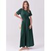 imageANRABESS Womens Summer Casual Dress Short Sleeve Crewneck Pleated Waisted Swing Flowy 2025 A Line Beach Maxi Long DressesDark Green