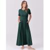 imageANRABESS Womens Summer Casual Dress Short Sleeve Crewneck Pleated Waisted Swing Flowy 2025 A Line Beach Maxi Long DressesDark Green