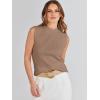 imageANRABESS Womens Summer Sleeveless Tops Casual Mock Neck Loose Fit Knit Lightweight Sweater Pullover TopKhaki