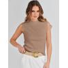 imageANRABESS Womens Summer Sleeveless Tops Casual Mock Neck Loose Fit Knit Lightweight Sweater Pullover TopKhaki