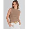 imageANRABESS Womens Summer Sleeveless Tops Casual Mock Neck Loose Fit Knit Lightweight Sweater Pullover TopKhaki
