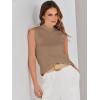 imageANRABESS Womens Summer Sleeveless Tops Casual Mock Neck Loose Fit Knit Lightweight Sweater Pullover TopKhaki