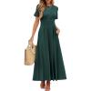imageANRABESS Womens Summer Casual Dress Short Sleeve Crewneck Pleated Waisted Swing Flowy 2025 A Line Beach Maxi Long DressesDark Green
