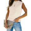 imageANRABESS Womens Summer Sleeveless Tops Casual Mock Neck Loose Fit Knit Lightweight Sweater Pullover TopApricot