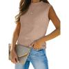 imageANRABESS Womens Summer Sleeveless Tops Casual Mock Neck Loose Fit Knit Lightweight Sweater Pullover TopKhaki