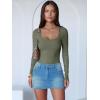 imageANRABESS Women Scoop Neck Bodysuits Long Sleeve Tops 2025 Fall Slim Fit Ribbed Knit Sexy Soft Basic Shirts Fashion OutfitsArmy Green