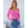 imageANRABESS Women Scoop Neck Bodysuits Long Sleeve Tops 2025 Fall Slim Fit Ribbed Knit Sexy Soft Basic Shirts Fashion OutfitsHot Pink